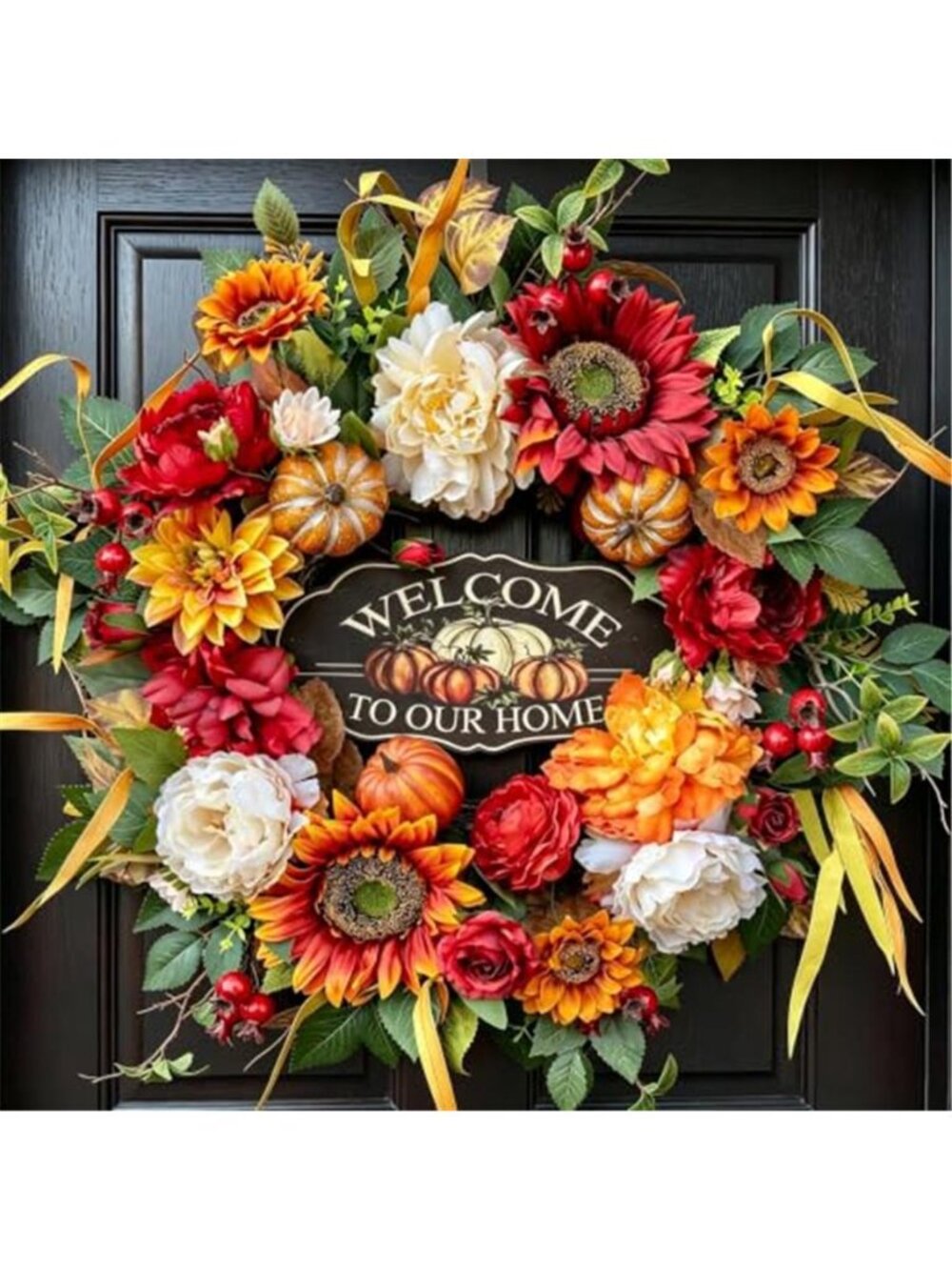 24 Inch Fall Wreath for Front Door Rustic Harvest Autumn Wreath